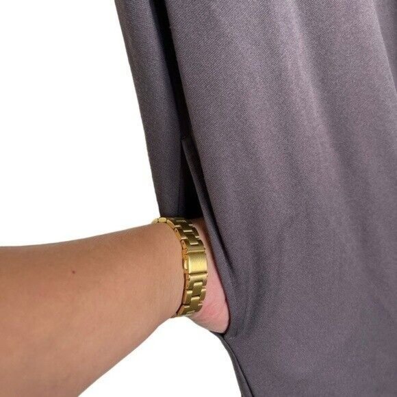 Bryn Walker Ilse Ponti Soft Knit Drape Mock Neck Long Dolman Sleeve Dress Medium - Picture 6 of 10